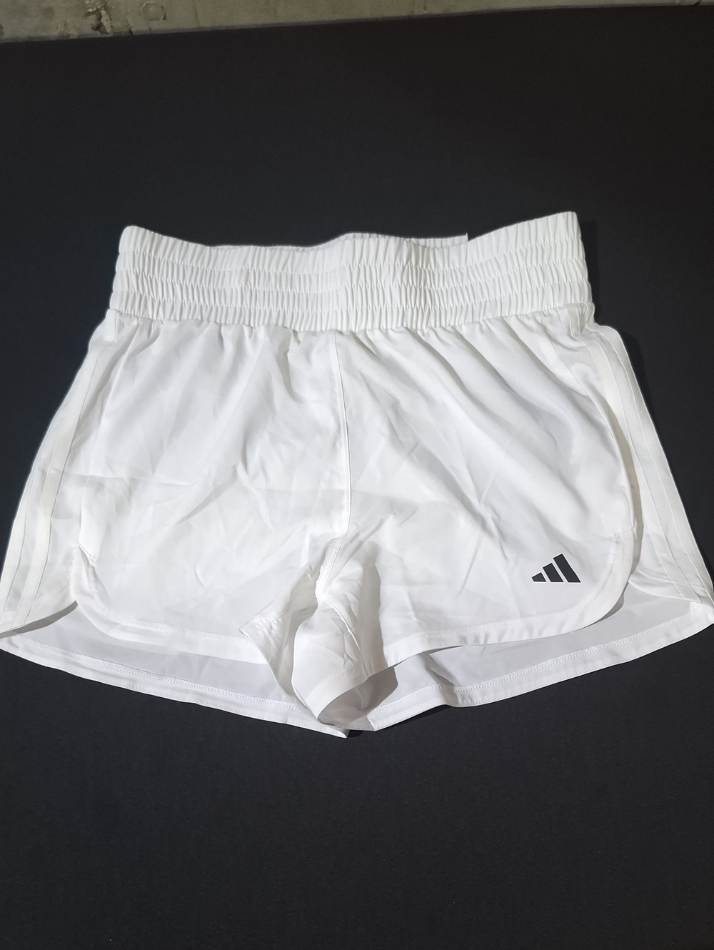 adidas White Women's Athletic Running Shorts with Black Logo
